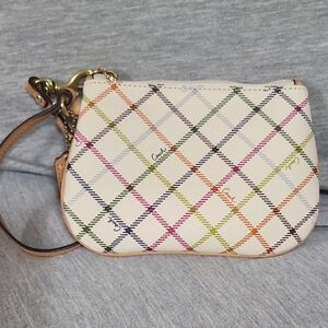 Coach Pink Plaid Wristlet Clutch